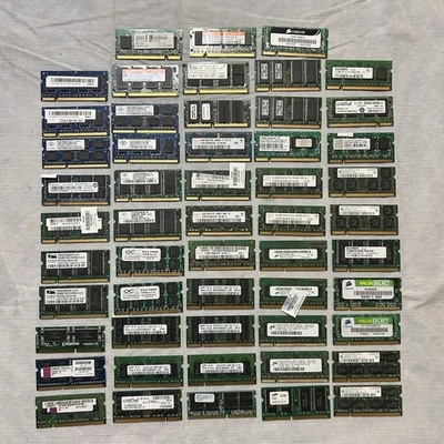 Lote de 53 Memorias RAM Mixtas para Laptop de 256Mb a 4GB Hynix Samsung Kingston Foto 1 de 4