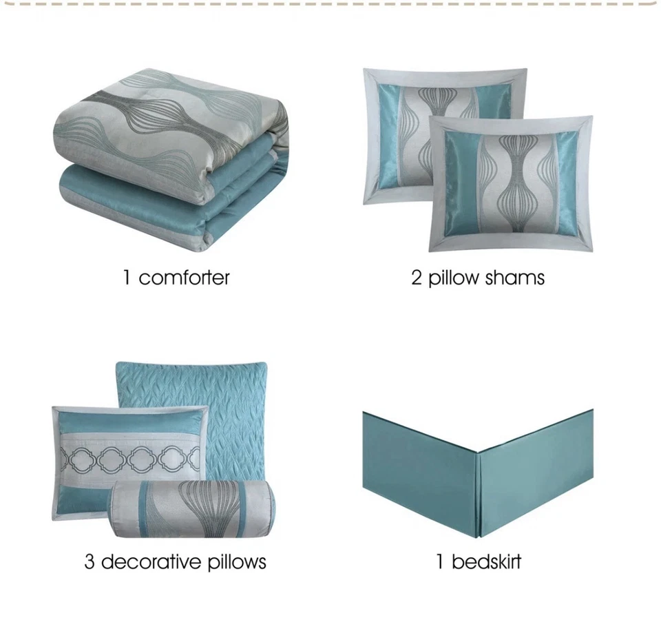 Nanshing Kath Blue 7-Piece Comforter Set  Queen - Image 4 of 4