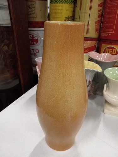 1930 Vintage Art Pottery Red Wing Large 15 1/4" Brown Green Unique Vase 687