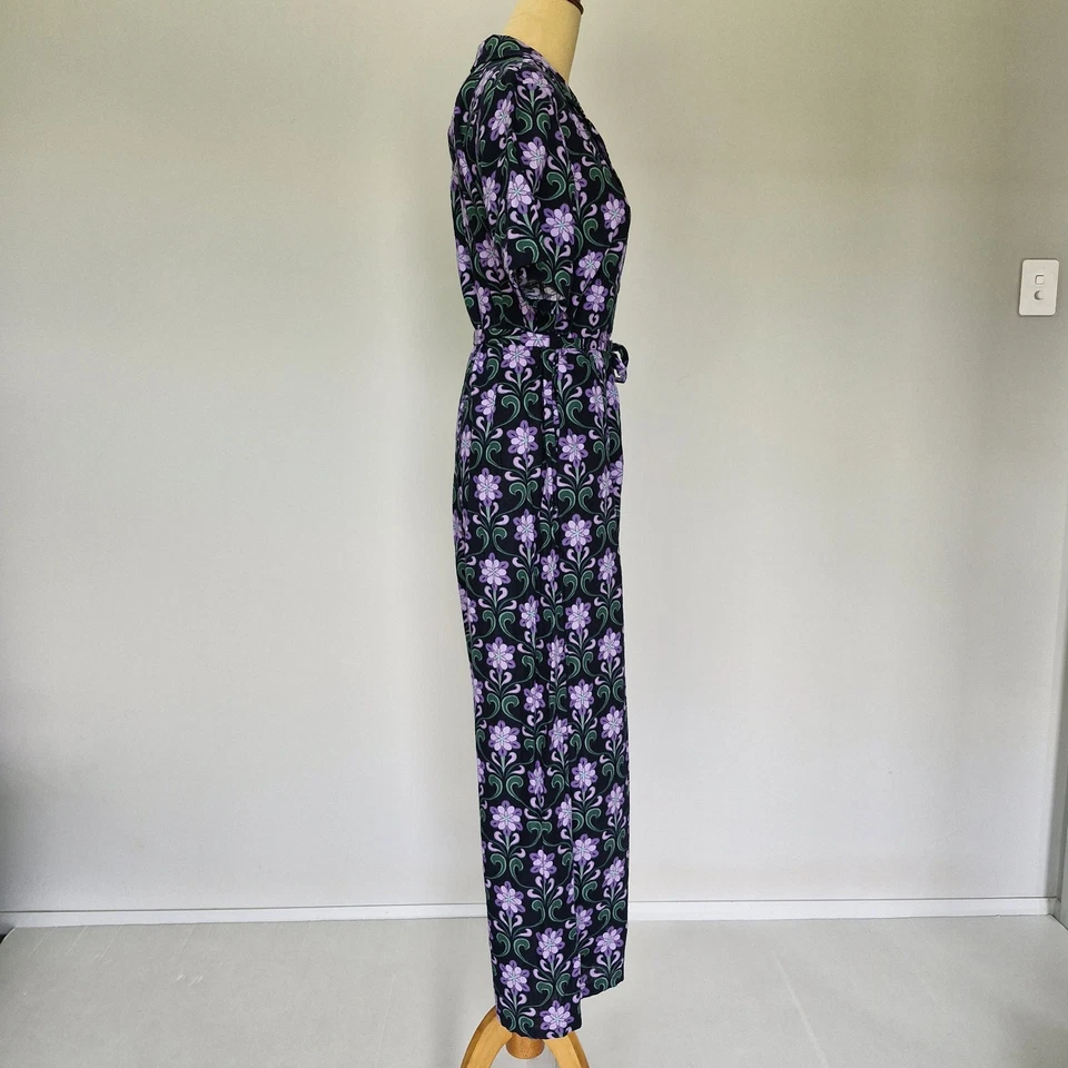 Princess Highway Multicolour Retro Floral Print Cotton Belted Jumpsuit Size 12 - image 3 of 4