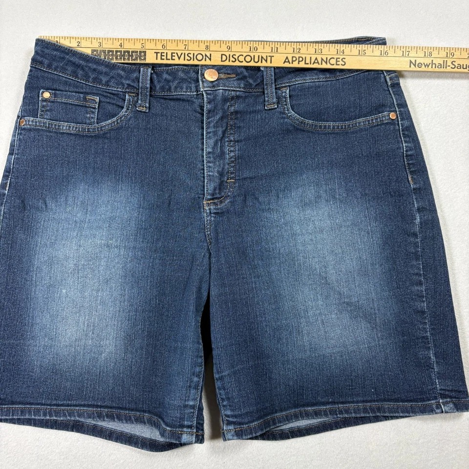 Riders By Lee Womens Shorts 12M Blue Denim Mid Rise Stretch Bermuda Y2K Vintage - Image 3 of 4