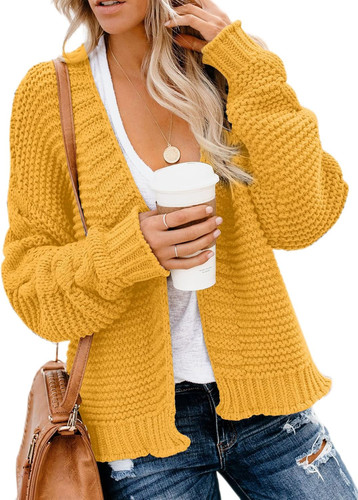 Dokotoo Womens Open Front Long Sleeve Chunky Knit Cardigan XX-Large, C Yellow