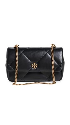 Tory Burch Women's Mini Kira Diamond Flap Bag, Black, One Size