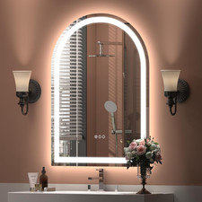 Specchio bagno led ad arco dimmerabile 22x30" - antiappannamento, 3 colori, infrangibile
