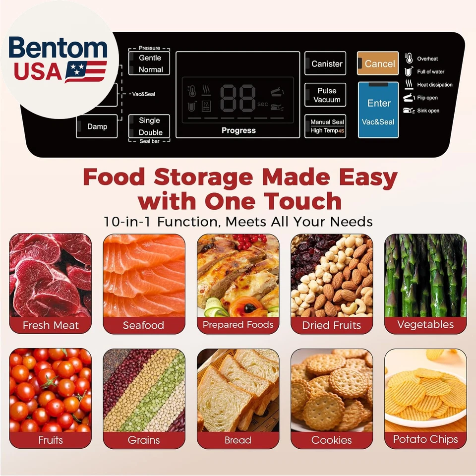 95Kpa 真空封口机,商用全自动食品封口机,10 合 1 Funct — 第 2/4 张图片