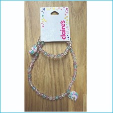 Claire s Club Pastel Bead Unicorn Necklace Bracelet Set Girls Teen Accessory