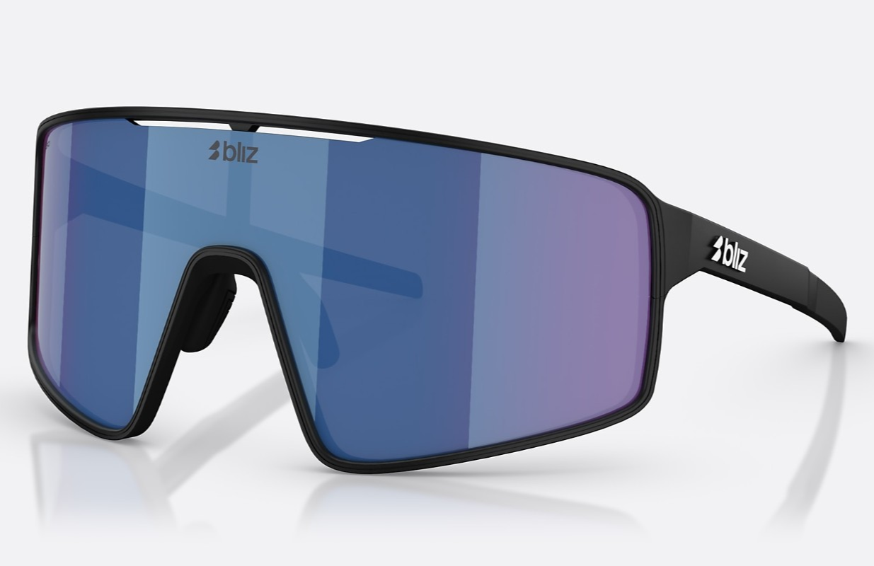 BLIZ P001 Mens/Womens Sports Wrap HYDRO Sunglasses MATTE BLACK / BLUE