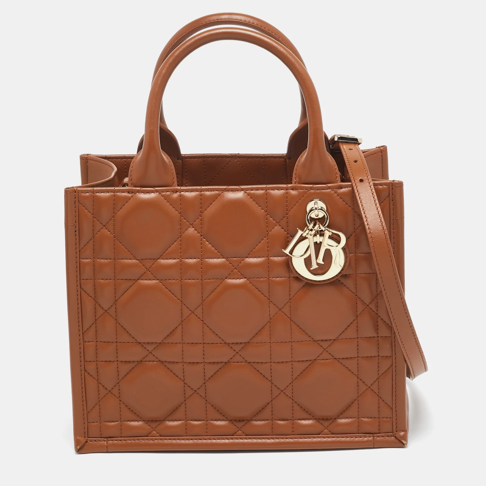 Petit fourre tout Dior en cuir macrocannage marron