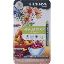 Lyra Aquacolor Water-Soluble Crayons 12/Pkg-Assorted Colors