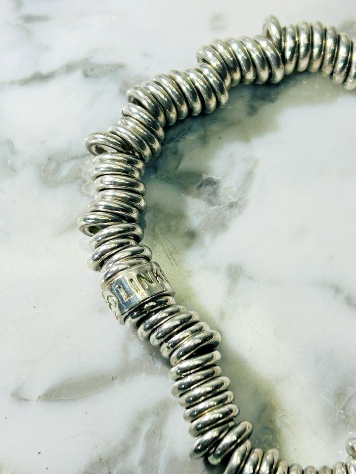 Pulsera elástica de plata 925 con eslabones originales de Londres hecha para agregar dijes usada en excelente estado Foto 2 de 4