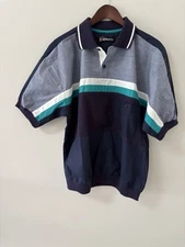 Vtg M E I Imprints Polo Shirt L Ribbed Hem Color Block Blue EUC Never Worn???