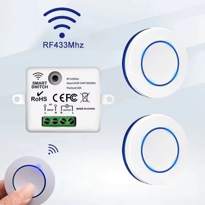 RF 433MHz Wireless 10A Relay Receiver Remote Control Light Switch 220V 110V Mini