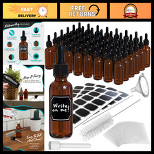 48 Pack Amber Glass Dropper Bottles 1 Oz Tincture Bottles with Funnel, Brush