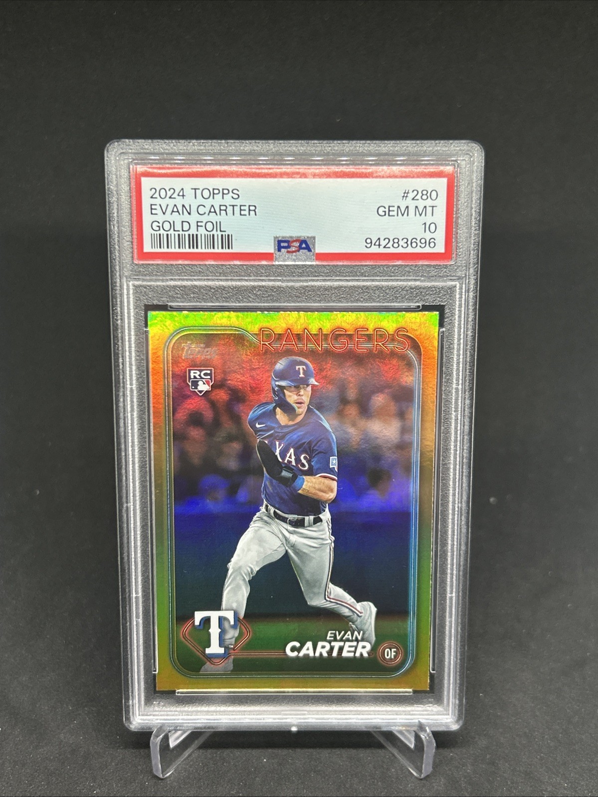 2024 Topps Evan Carter Rookie RC Gold Foil #280 Rangers PSA 10 Rangers