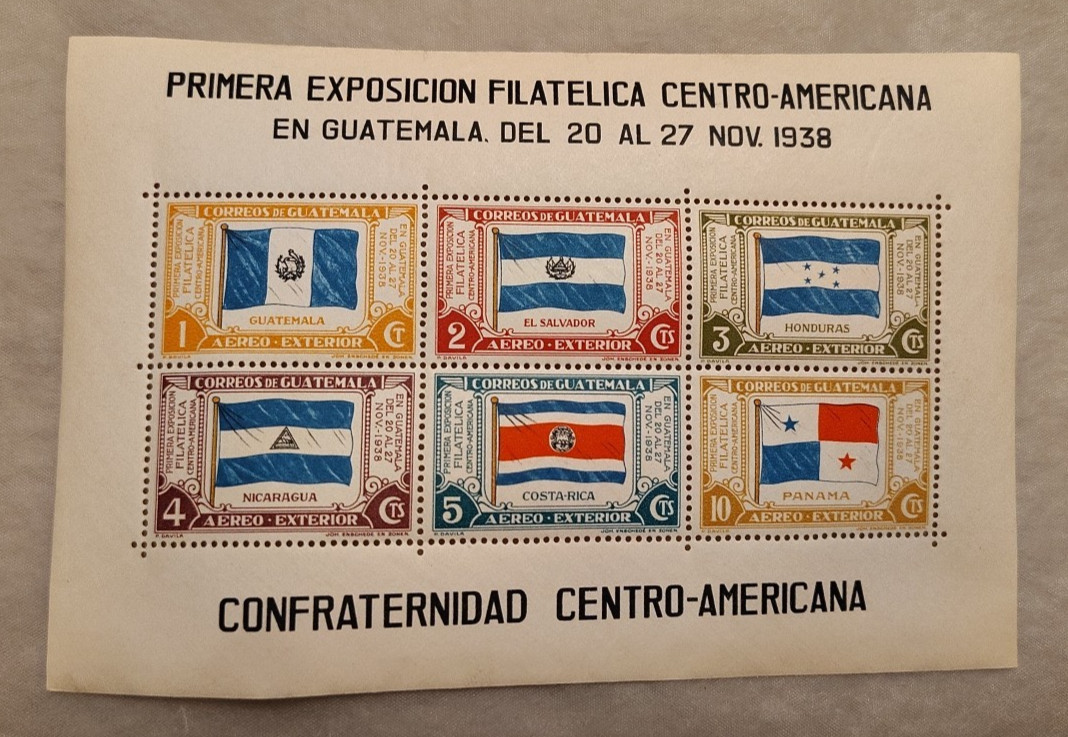 Guatemala, First Central American Philatelic Ex  1938 Sc# C99 Airmail Sheet MNH