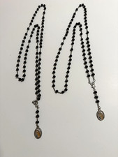 VTG Rosary Black Bead Medugorje Necklaces Virgin Mary Divine Mercy Catholic 2