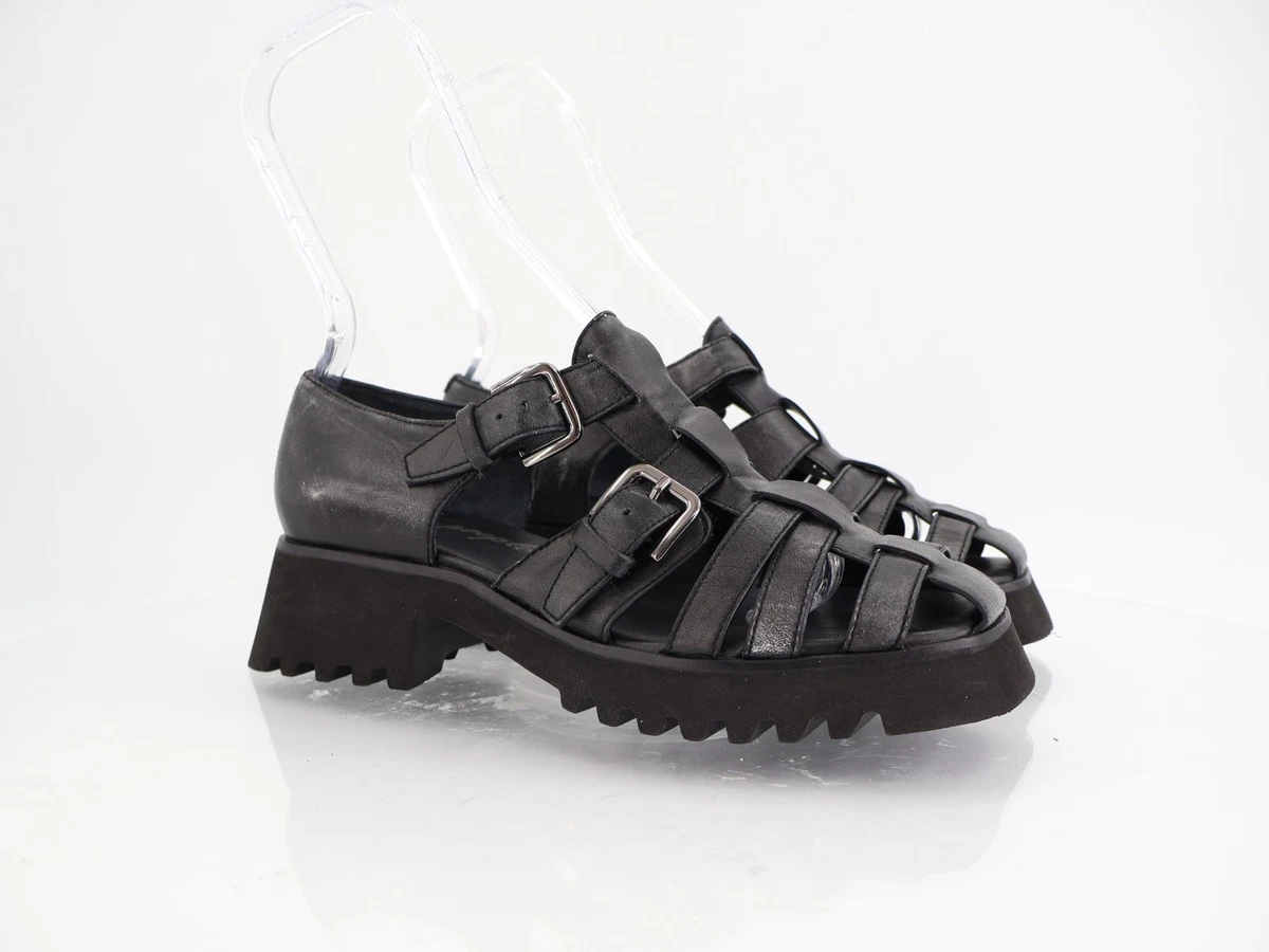 Free People Gray Leather Sandals, Women’s Size 9 FREE PEOPLE Chrome Metallic Brooklyn Platform | Mercari main image 2