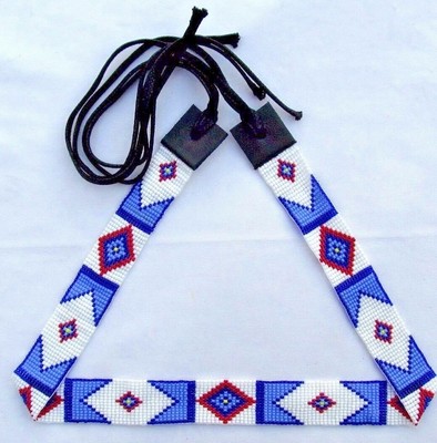 BLUE WHITE BEADED BILLY JACK STYLE 