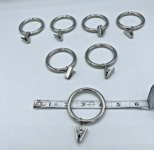 10 Verjüngung Vorhang Gardine Ringe Clip Set 7 poliertes Nickel passt Stange 1,25"