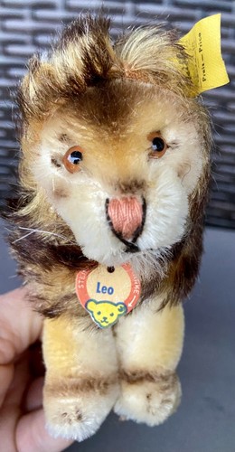 Vintage Steiff Original Mohair sitzend LEO der Löwe Deutschland Miniatur 4" ALLE AUSWEIS SCHÖN