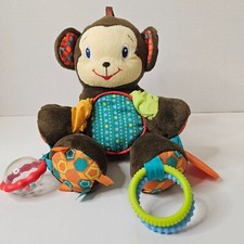 Bright Starts Brown Monkey Baby's Plush Rattle Toy Infant Teething Toy