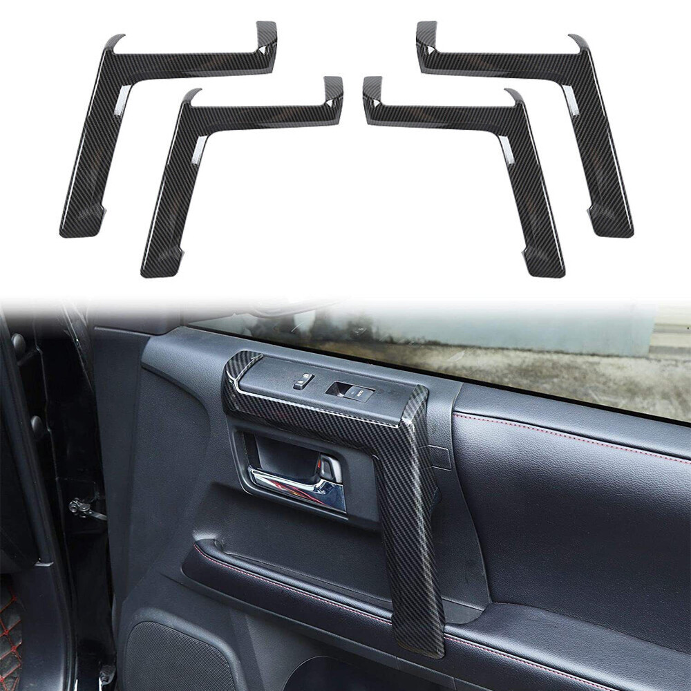 ✅ For 4runner 2010+ Interior Door Armrest Handle Strip Decor Covers Trim Carbon