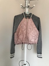 New Zoe Jordan Designer Trendy Short Padded Nylon & Knit Jacket Coat S M 10 12