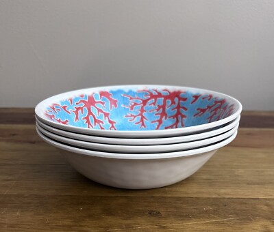 4pc Cynthia Rowley Melamine Cereal Salad Bowl Set Coral Sea Ocean
