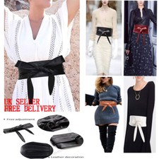 Women Waist Wide Dress Belt Tie Corset Bow Ladies Soft Faux Leather Wrap Around