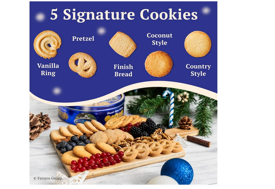 Novo - Biscoitos de manteiga dinamarqueses ROYAL DANSK, sem conservantes, selecione seu tamanho., - Imagem 2 de 4