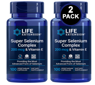 Life Extension Super Selenium Complex 200 mcg & Vitamin E -100 VCaps -2 Pack