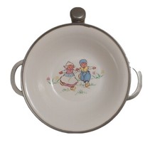 Colonial Plate Children's Vintage Warming Bowl USA Dutch Children Flowers