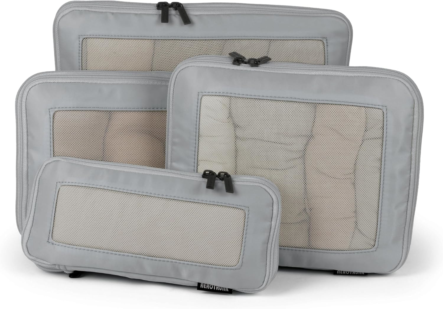 Packing Cubes for Travel - 4-Pack Grey Luggage Organizer Bags with Zipper-image