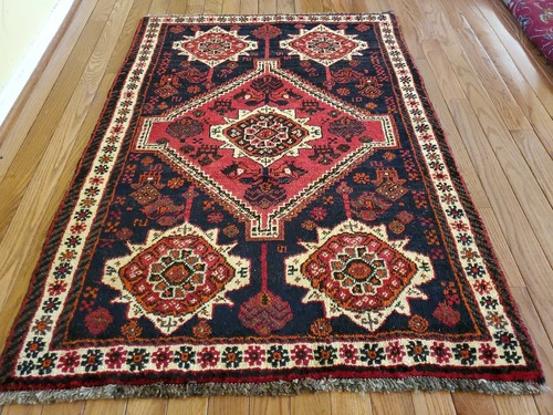 3.8 x5.2 VINTAGE FINE SERAPI ANTIQUE KAZAK HERIZ CAUCASIAN USHAK SHIRVAN TURKISH