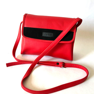 Esprit Womens Small  Top Zip Purse Sling Bag in Red and Black