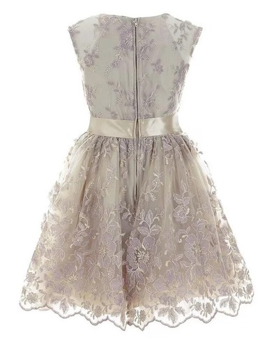 NWT Bonnie Jean Girls Size 5 Taupe Lavender Special Occasion Lace Floral Dress - Picture 2 of 3
