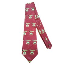Masonic Regalia Shriners Neck Tie Red Gray Digital Printed