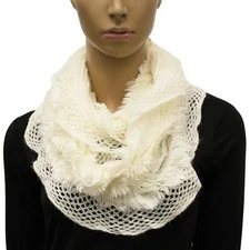 Women's Soft Circle Infinity Scarf Faux Fur Netted Ruffle Fall Winter Cute