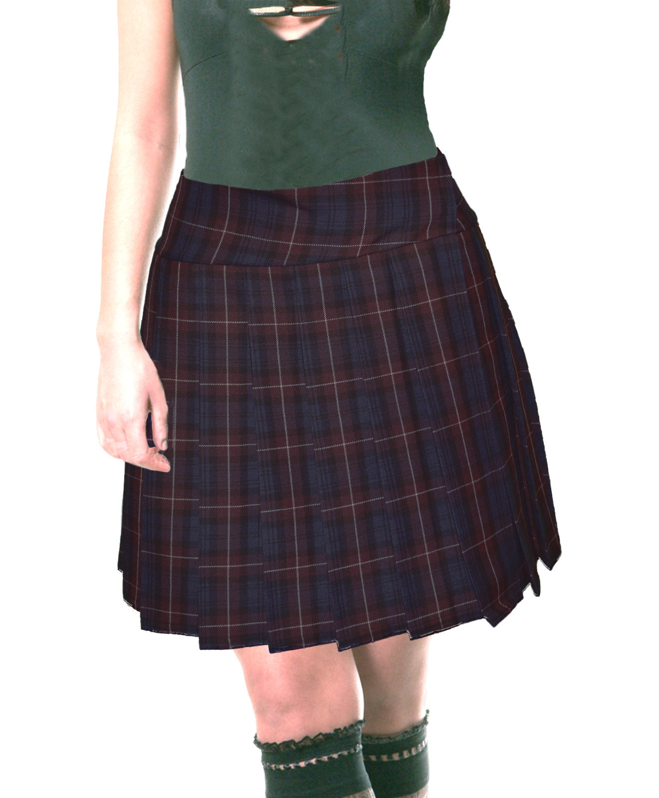 Stylish Long Pleated Plaid Skirt in Sterling