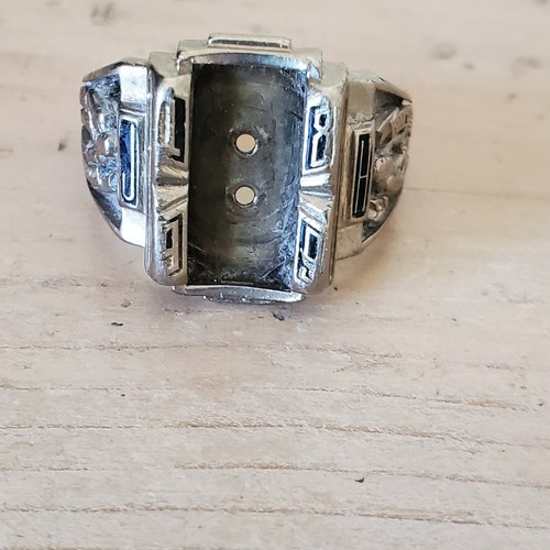 1989 10K Weißgold Herren Schule Universität Ring Stein fehlt 11 oder Schrott