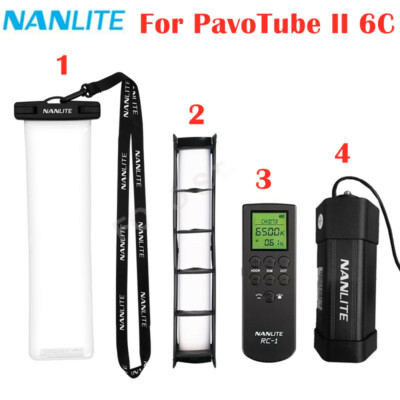 NANLITE PavoTube II 6C Light Accessory Eggcrate RC-1 Remote Battery Grip Case