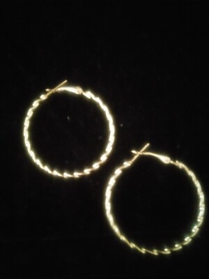 1 1/2 IN 14KT GOLD PLATTIERT SNAPBACK TWIST ETERNITY CREOLEN + BONUS