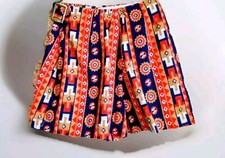 VTG 70s Princess Barbara Shorts-Skorts Western Cotton Print w/ Metal Buckle XXS