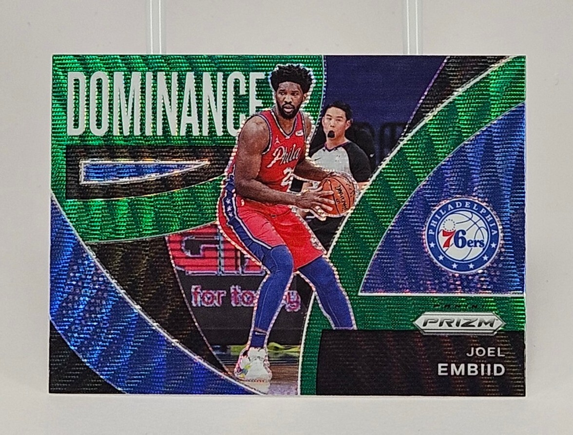 2021-22 Panini Prizm Joel Embiid Dominance #24 Green Wave Prizm 76ers