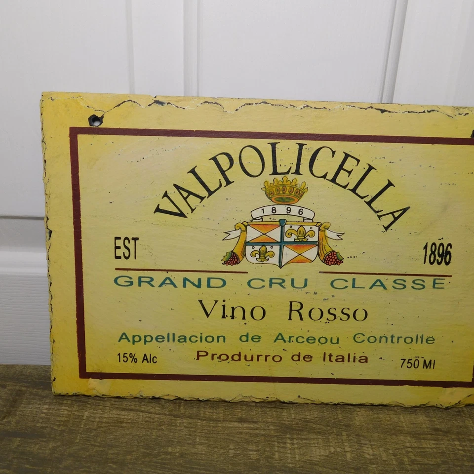 Valpolicella Vino Rosso Red Wine 1896 Italy 12" x 8" Slate Sign Bar Advertising - Image 2 of 4