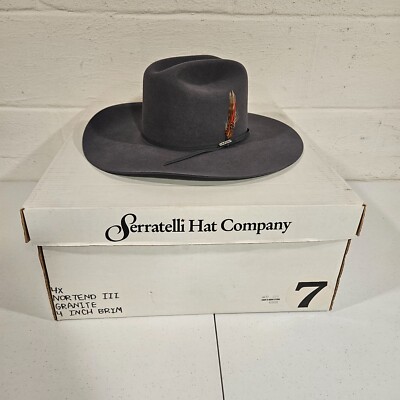 Serratelli 4x Cowboy Hat Size 7 Nortend III Granite Feather Brand New