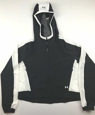 Under Armour Womens Small UA Storm Black White Full Zip Hooded Running Jacket