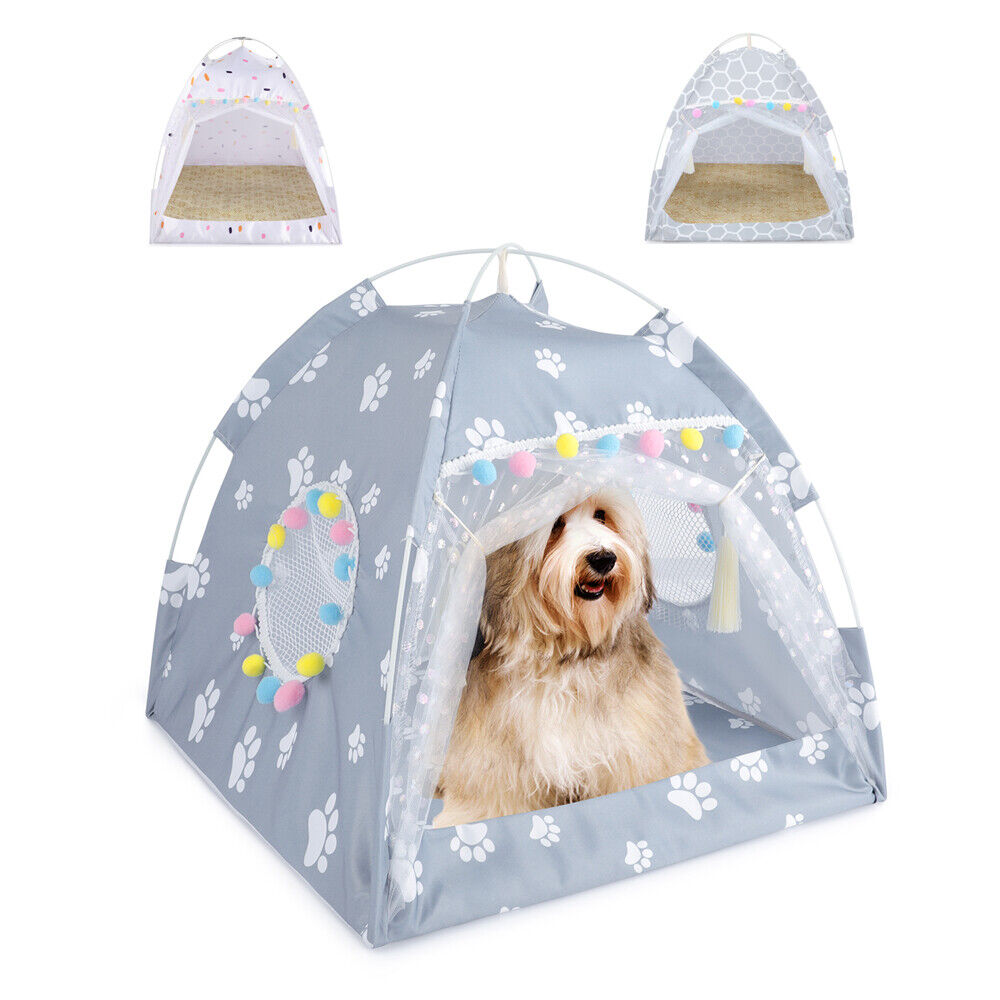 Portable Pet Tent Cave Bed Dog Cat Teepee Puppy Cushion Warm Fluffy House