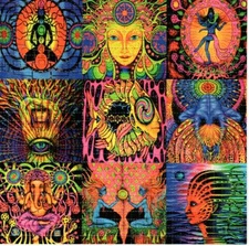 ZEN DAY GLO X9 BLOTTER ART perforated sheet paper psychedelic art