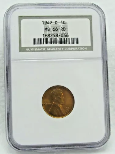 1942 D US 1 Cent NGC MS 66 RD